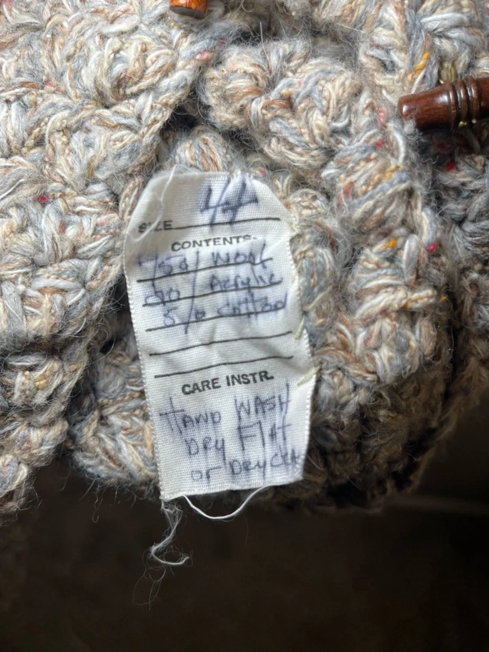 Handcrafted Cream Marled Knit Kids Jacket with Toggle Closures